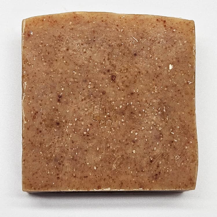 Allfather soap bar viewed from above, showing color and texture
