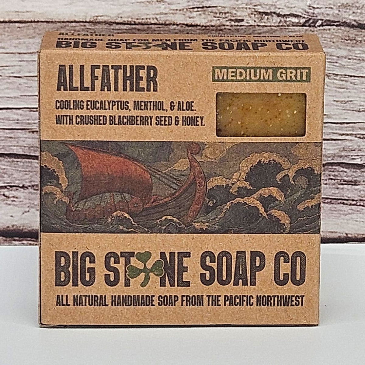 Allfather natural soap boxed for men, scented with eucalyptus, menthol & tea tree
