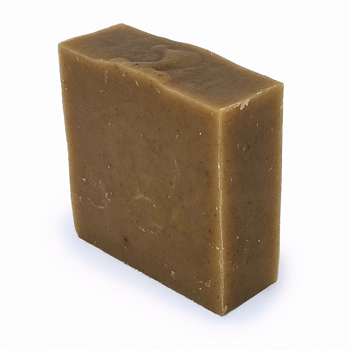 Unboxed bar of Clark's Eggnog natural handmade soap, a spiced eggnog-scented limited-edition Christmas bar