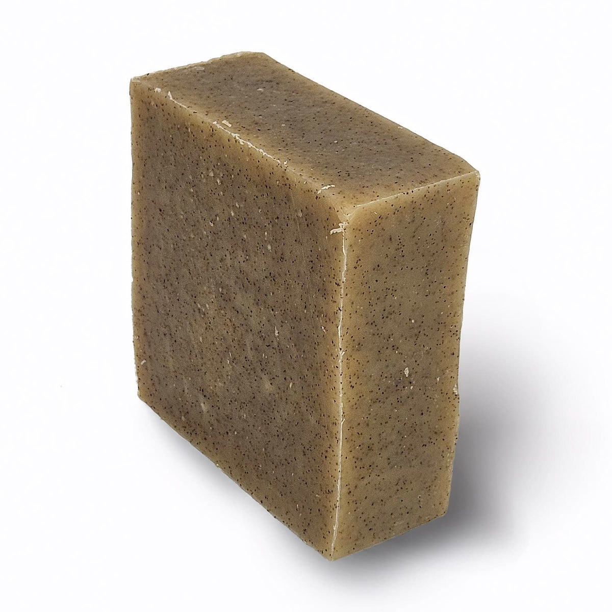 Unboxed bar of Hemingway's Library natural handmade soap, a leatherbound-library scent exfoliated with ground walnut shell