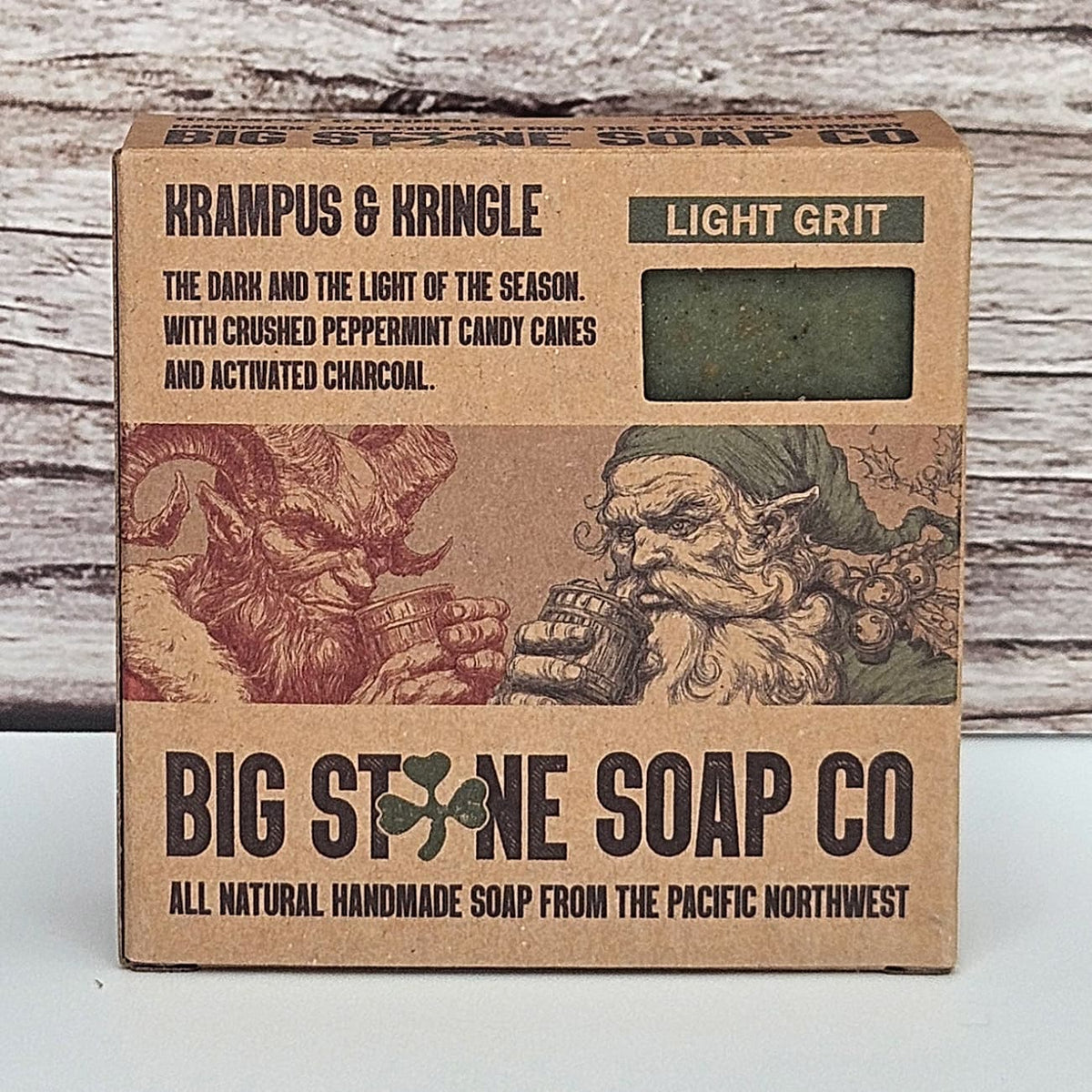Krampus & Kringle limited-edition natural soap boxed for men, scented with Siberian fir, vetiver, dark patchouli & cinnamon