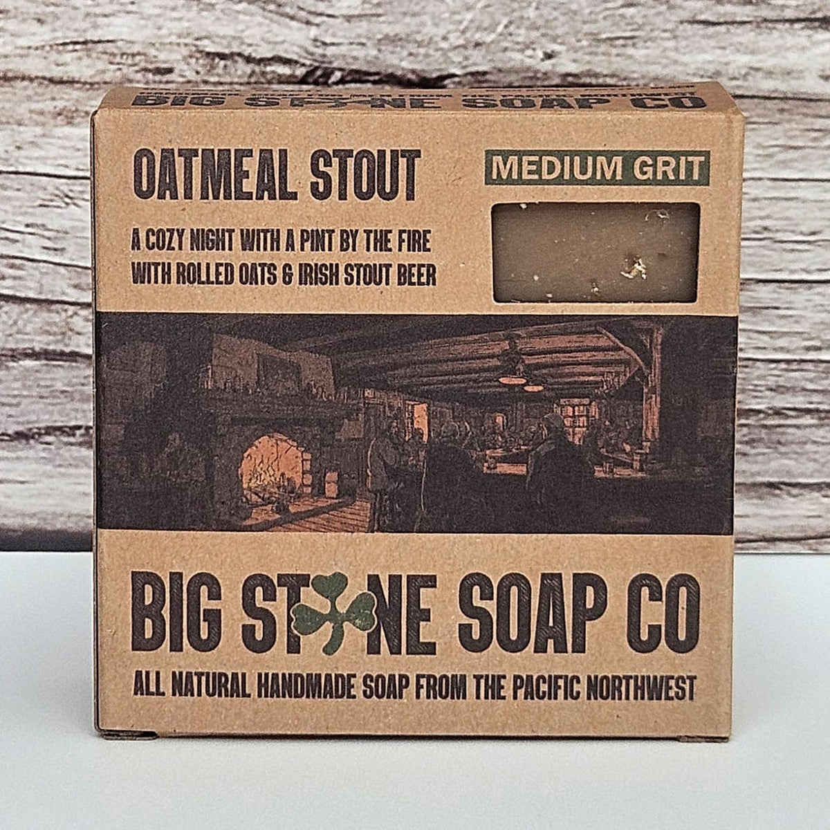 Oatmeal Stout natural soap boxed for men, scented with roasted coffee bean & Irish stout