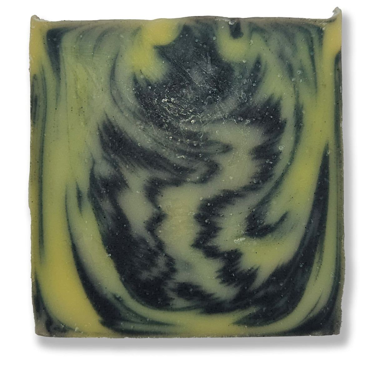 The Cascades soap bar viewed from above, showing color and texture