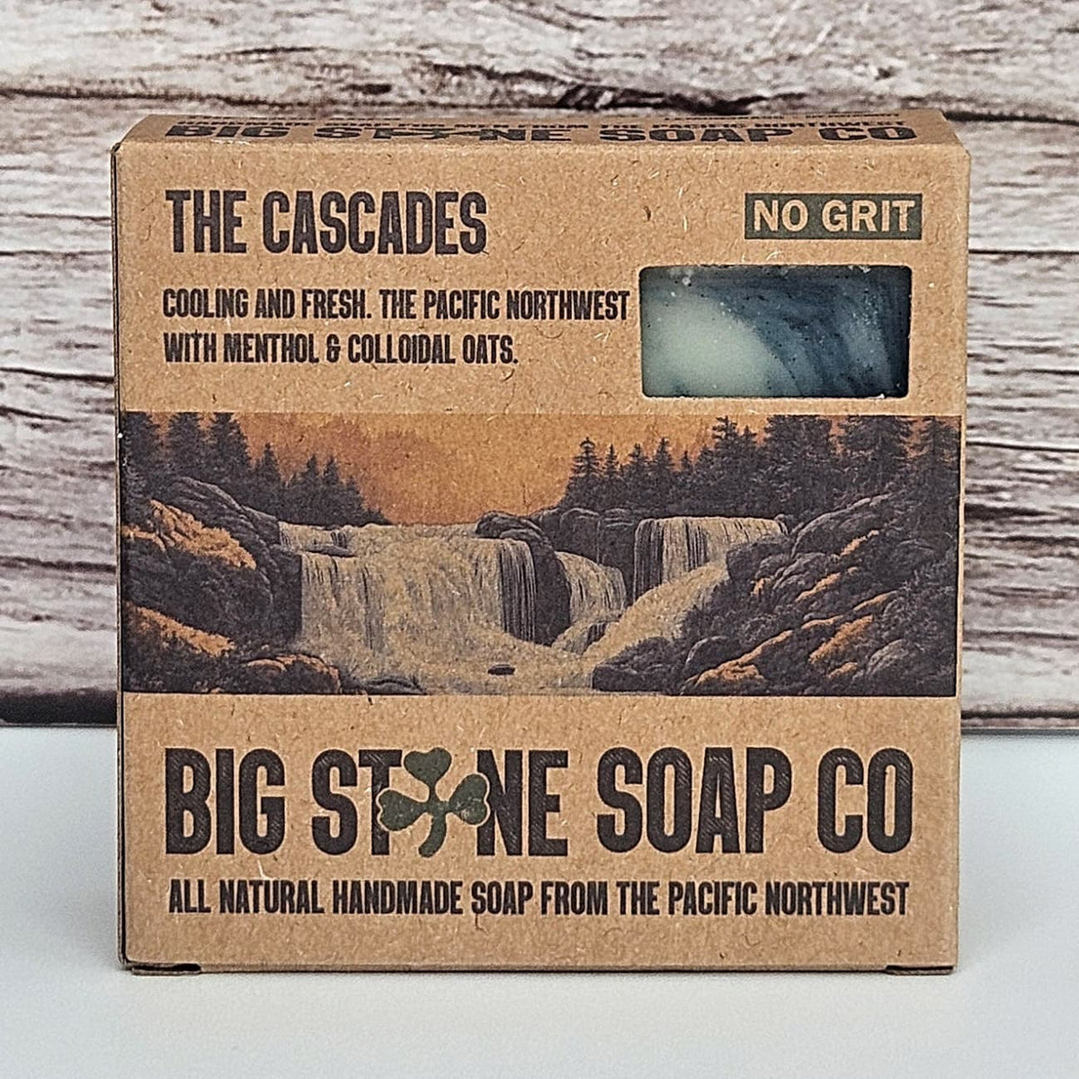 The Cascades natural soap boxed for men, scented with lemongrass, juniper berry & menthol